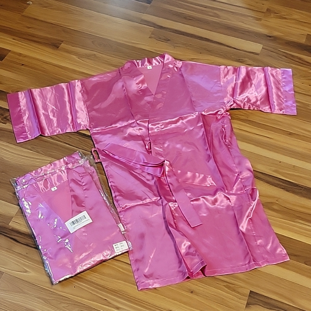 New Pink Kimono style Satin Robe